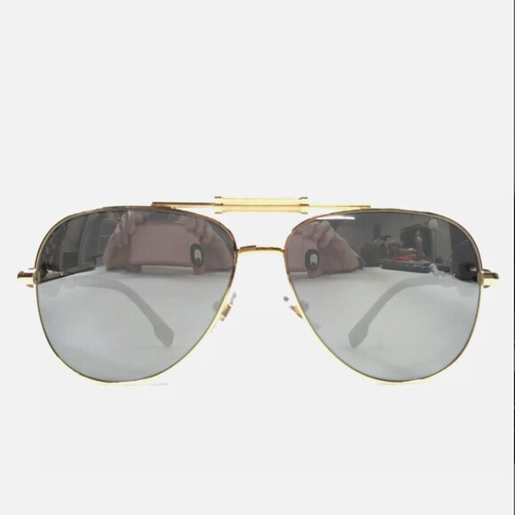 Versace Polarized Mirror Silver Gold Sunglasses main image 7